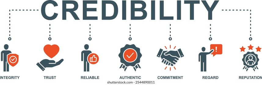 Credibility banner web icon vector illustration concept with icon