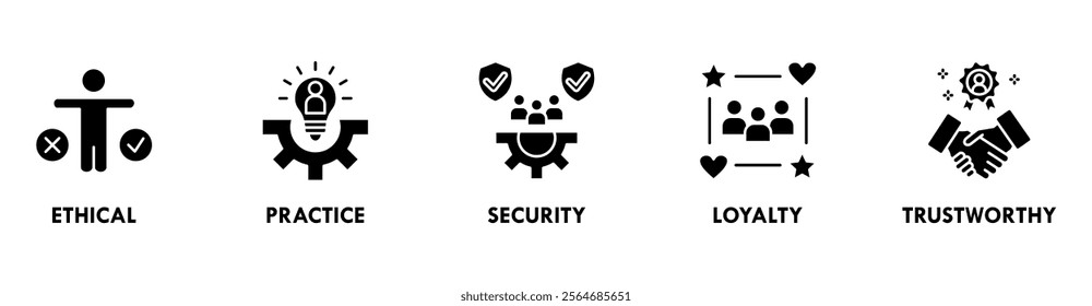 Credibility banner web icon vector illustration concept with icon of ethical, practice, security, loyalty, and trustworthy