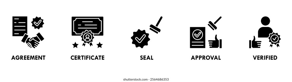 Credibility banner web icon vector illustration concept with icon of agreement, certificate, seal, approval, and verified