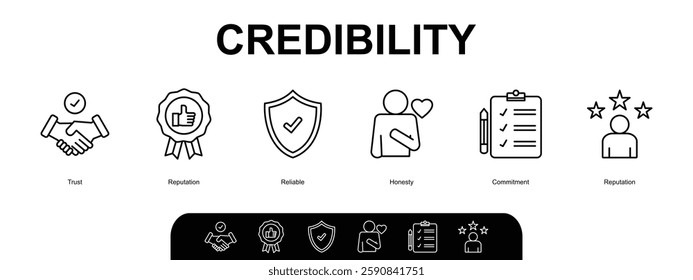 Credibility banner web icon vector illustration concept with icon