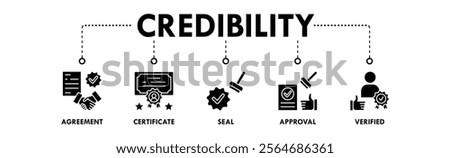 Credibility banner web icon vector illustration concept with icon of agreement, certificate, seal, approval, and verified