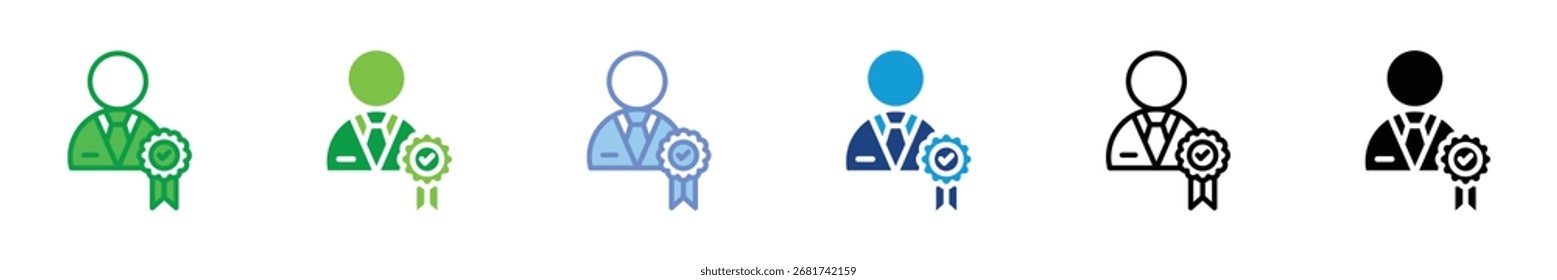 Credibilidad y Certificación Icon Set – Premio, Insignia, Confianza, Logro, Reconocimiento, Excelencia Empresarial