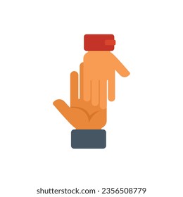 Credibility hands icon flat vector. Customer trust. Promise review isolated