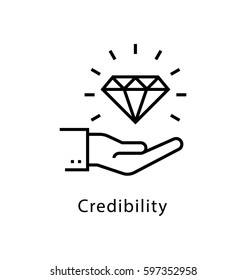 Credibility Vector Line Icon 