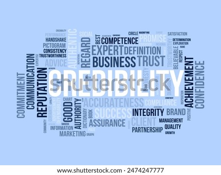 Credibility word cloud template. Business concept vector tagcloud background.