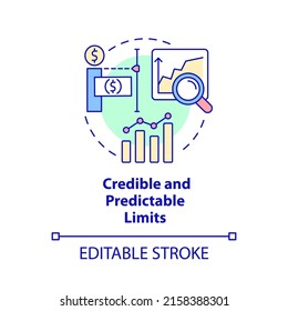 Credible and predictable limits concept icon. Principle of budget planning abstract idea thin line illustration. Isolated outline drawing. Editable stroke. Arial, Myriad Pro-Bold fonts used