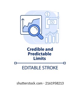 La credibilidad y la previsibilidad limitan el icono del concepto azul claro. Principio de planificación presupuestaria abstracta idea de la ilustración de línea delgada. Dibujo de contorno aislado. Trazo editable. Fuentes Arial, Myriad Pro-Bold utilizadas