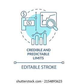 Credible and predictable limits turquoise concept icon. Principle of budget planning abstract idea thin line illustration. Isolated outline drawing. Editable stroke. Arial, Myriad Pro-Bold fonts used