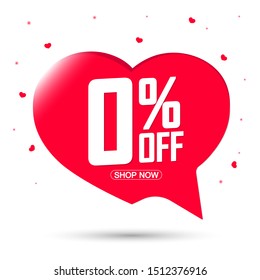 Credit 0% off tag, speech bubble banner design template, deal tag, app icon, vector illustration