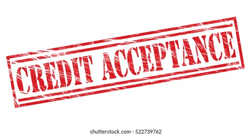 credit acceptance vector red stamp on white background