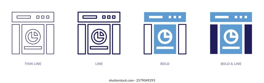 Credit analysis icon in 4 different styles. Thin Line, Line, Bold, and Bold Line. Duotone style. Editable stroke.