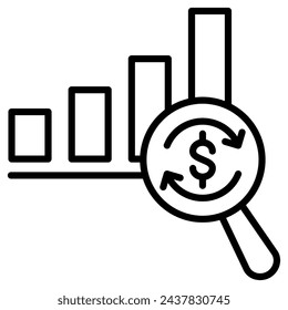 Ilustración vectorial de línea de icono de análisis de crédito