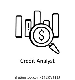 Credit Analyst vector  outline doodle Design illustration. Symbol on White background EPS 10 File