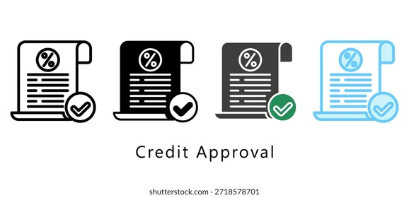 Aprobación de crédito Multi Style Icon. Mini Ilustración Relacionada Con El Servicio De Pago. Uso Para El Concepto Moderno, Ui, Web Ux Y Desarrollo De App.