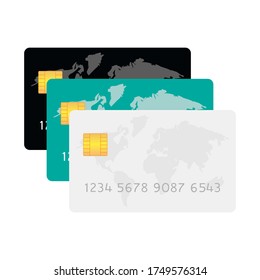 Credit bank card set. Vector illustration isolated on white.
