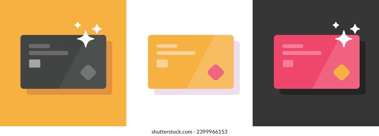 Credit bank debit card flat icon vector graphic illustration set, cartoon plastic digital cash money premium golden yellow red black image clipart