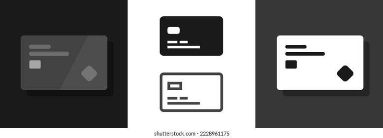 Credit bank or debit card icon line art pictogram black and white shape silhouette graphic simple minimal illustration clipart isolated, outline stroke linear editable stroke set design on dark color