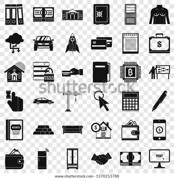 Credit bank icons set. Simple style of 36
credit bank vector icons for web for any
design