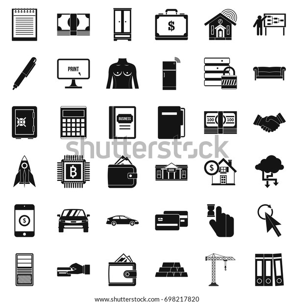 Credit bank icons set.\
Simple style of 36 credit bank vector icons for web isolated on\
white background