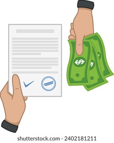 Credit Banking Agreement. Borrow Money from a Bank, Mortgage, Debt or Interest Repayment Obligation, Personal Loan. Vector illustration