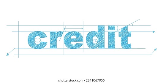 CREDIT blue vector draft text banner