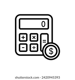 Credit Calculating Outline Icon Vector Illustration