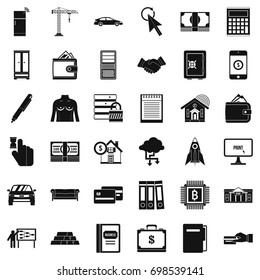 Credit calculator icons set. Simple style of 36 credit calculator vector icons for web isolated on white background