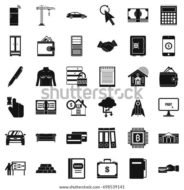 Credit\
calculator icons set. Simple style of 36 credit calculator vector\
icons for web isolated on white\
background