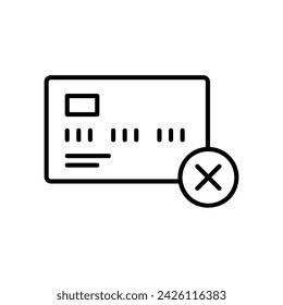 Credit cancellation icon with credit card and cross
