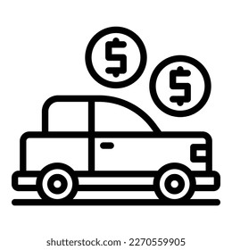 vector de contorno de icono de crédito. Pago personal. Coste presupuestario