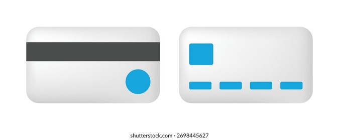3D-Symbol für Kreditkarte. Vektorclipart einzeln auf weißem Hintergrund.
