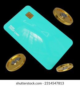 tarjeta de crédito vector de monedas de oro de procesado 3d