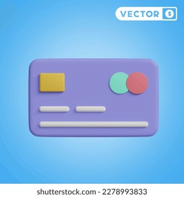 juego de iconos vectoriales 3D de tarjeta de crédito, en fondo azul