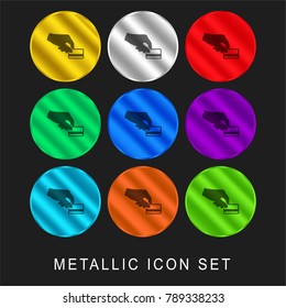 Credit card 9 color metallic chromium icon or logo set including gold and silver