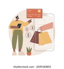 Credit card abstract concept vector illustration. Banking credit program, e-commerce and online shopping, financial operations and plastic card, mobile payment, cardholder abstract metaphor.