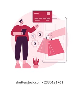 Credit card abstract concept vector illustration. Banking credit program, e-commerce and online shopping, financial operations and plastic card, mobile payment, cardholder abstract metaphor.