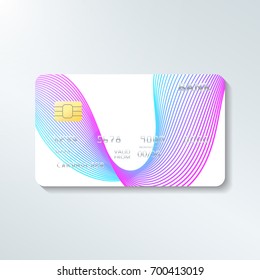 Credit card with abstract geometric line pattern. Halftone,modern design of covers. Online payment. Cash withdrawal. Financial operations.Shopping.