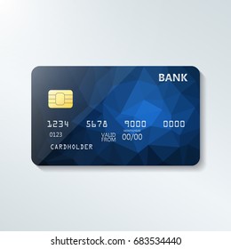 Credit card with abstract geometric triangle pattern. Triangle tesselation. Online payment. Cash withdrawal. Financial operations.Shopping.