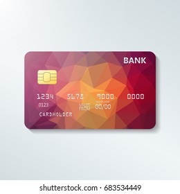 Credit card with abstract geometric triangle pattern. Credit card mockup with tessellation. Triangle tesselation. Online payment. Cash withdrawal for credit card. Template of credit card pattern