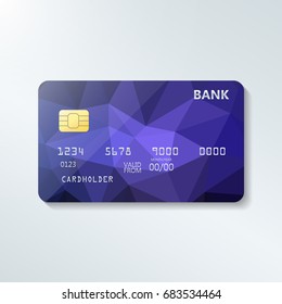 Credit card with abstract geometric triangle pattern. Triangle tesselation. Online payment. Cash withdrawal. Financial operations.Shopping.