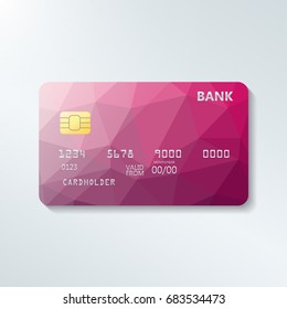 Credit card with abstract geometric triangle pattern. Triangle tesselation. Online payment. Cash withdrawal. Financial operations.Shopping.