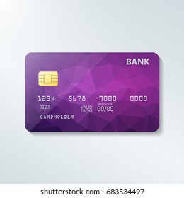 Credit card with abstract geometric triangle pattern. Triangle tesselation. Online payment. Cash withdrawal. Financial operations.Shopping.