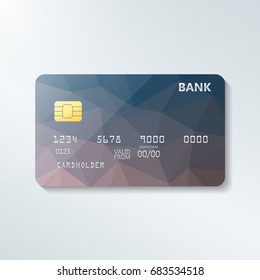 Credit card with abstract geometric triangle pattern. Triangle tesselation. Online payment. Cash withdrawal. Financial operations.Shopping.