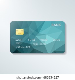 Credit card with abstract geometric triangle pattern. Triangle tesselation. Online payment. Cash withdrawal. Financial operations.Shopping.