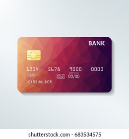Credit card with abstract geometric triangle pattern. Triangle tesselation. Online payment. Cash withdrawal. Financial operations.Shopping.