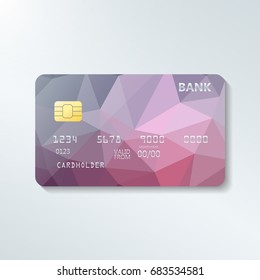 Credit card with abstract geometric triangle pattern. Triangle tesselation. Online payment. Cash withdrawal. Financial operations.Shopping.