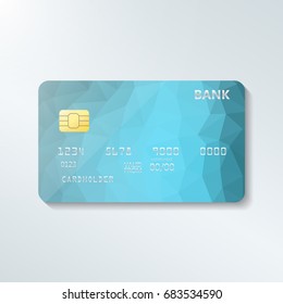 Credit card with abstract geometric triangle pattern. Triangle tesselation. Online payment. Cash withdrawal. Financial operations.Shopping.