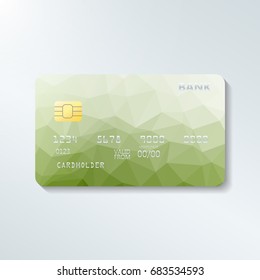 Credit card with abstract geometric triangle pattern. Triangle tesselation. Online payment. Cash withdrawal. Financial operations.Shopping.