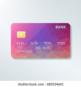 Credit card with abstract geometric triangle pattern. Triangle tesselation. Online payment. Cash withdrawal. Financial operations.Shopping.
