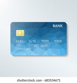 Credit card with abstract geometric triangle pattern. Triangle tesselation. Online payment. Cash withdrawal. Financial operations.Shopping.